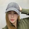Retro and old washed baseball cap men's soft top ripped letter cap showing face small sunshade cowboy hat