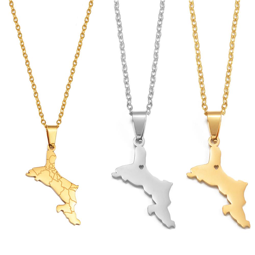 1 Stück Seychellen Karte Anhänger Halsketten Mahe Edelstahl für Damen Mutter Schmuck #572062