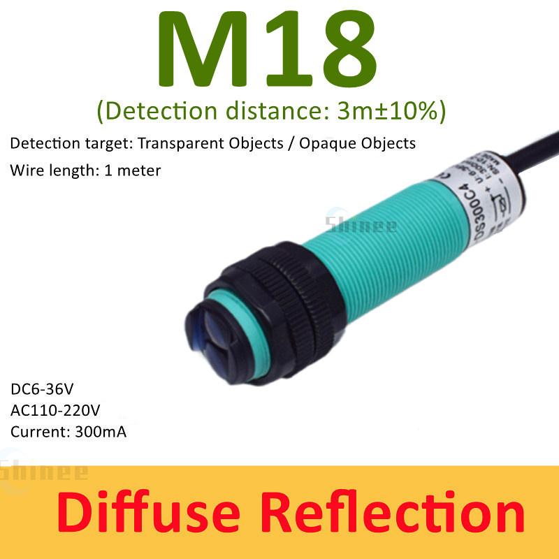 1PCS E3F-DS30C4 Proximity Switch Photoelectric Sensor Switch NPN PNP DC6-36V 30cm Detection Range Adjustable Diffuse Reflection