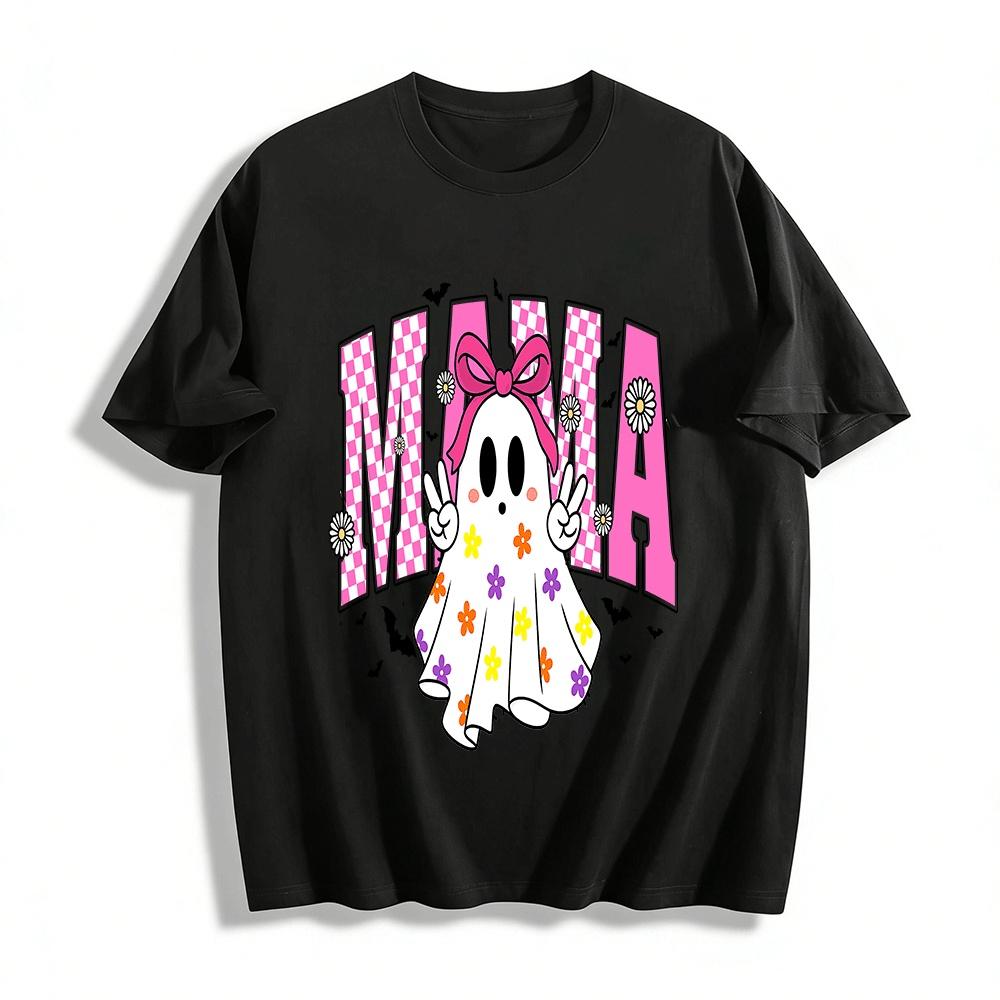 Halloween Cute Floral Ghost Mama Themed Casual Top Pure cotton T-shirt XXS