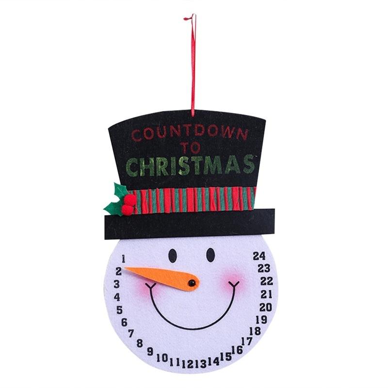 New Lovely Non-woven Christmas Calendar Cartoon Santa Snowman Pattern Decorative Hanging Ornament for Xmas Party Advent Calendar