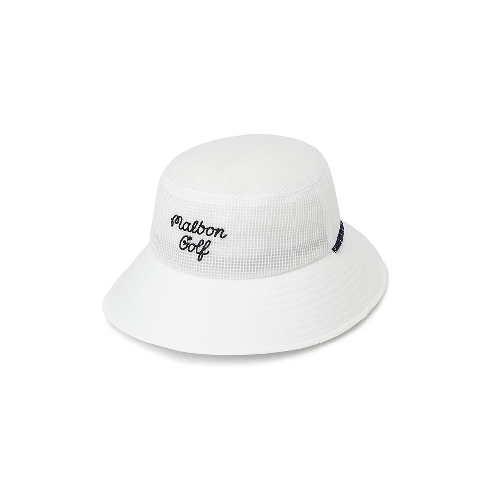 MALBON GOLF Mesh Ventilation Bucket Hat Off White