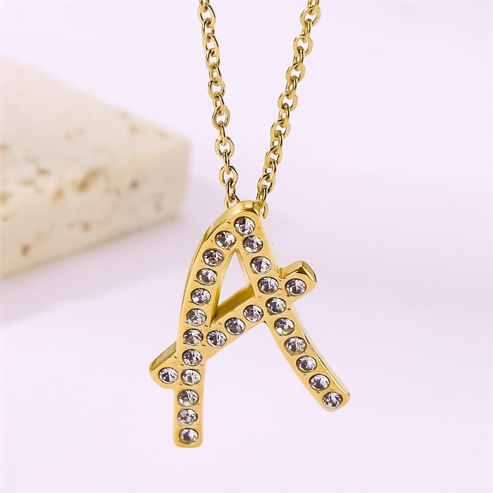 Atoztide Zircon Letter Pendant Necklace for Women Men Full Stone Alphabet Initial Name Monogram Charm Necklace Jewelry Gift