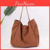 Large Yogodlns Bag Shopping Reusable Capacity One Shoulder Bag Vintage Solid Color Literary Canvas Tote Female Designer