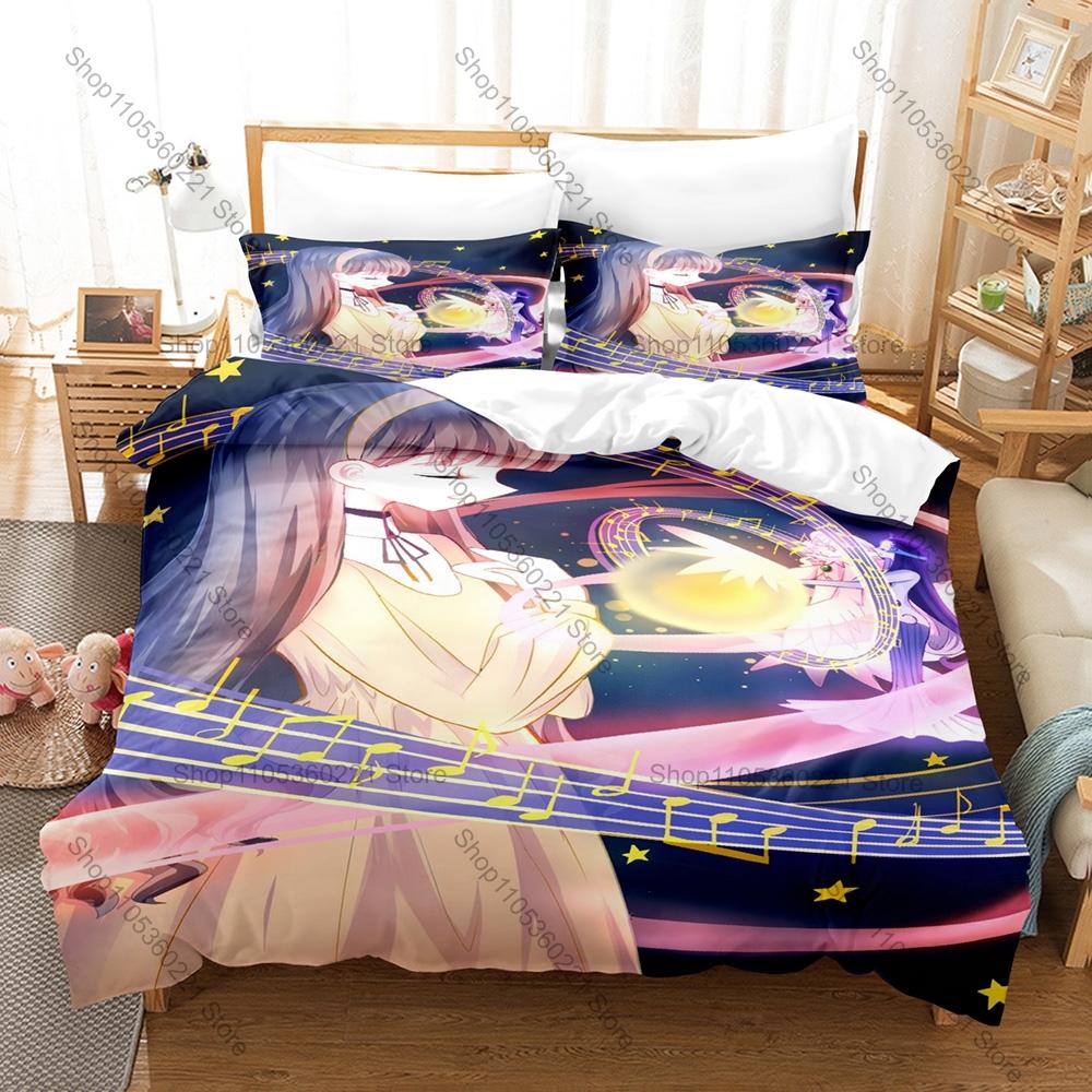 Sweet Magical Girl Tomoyo Daidouji Manga Art Print Bedding Set 3in1 1 Duvet Cover 2 Pillowcases Soft Household Bed Textile