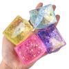 Glitter Ice Cube Squishy Toy, Malt Sugar Gel Slow Rise Stress Relief Cube for Anxiety