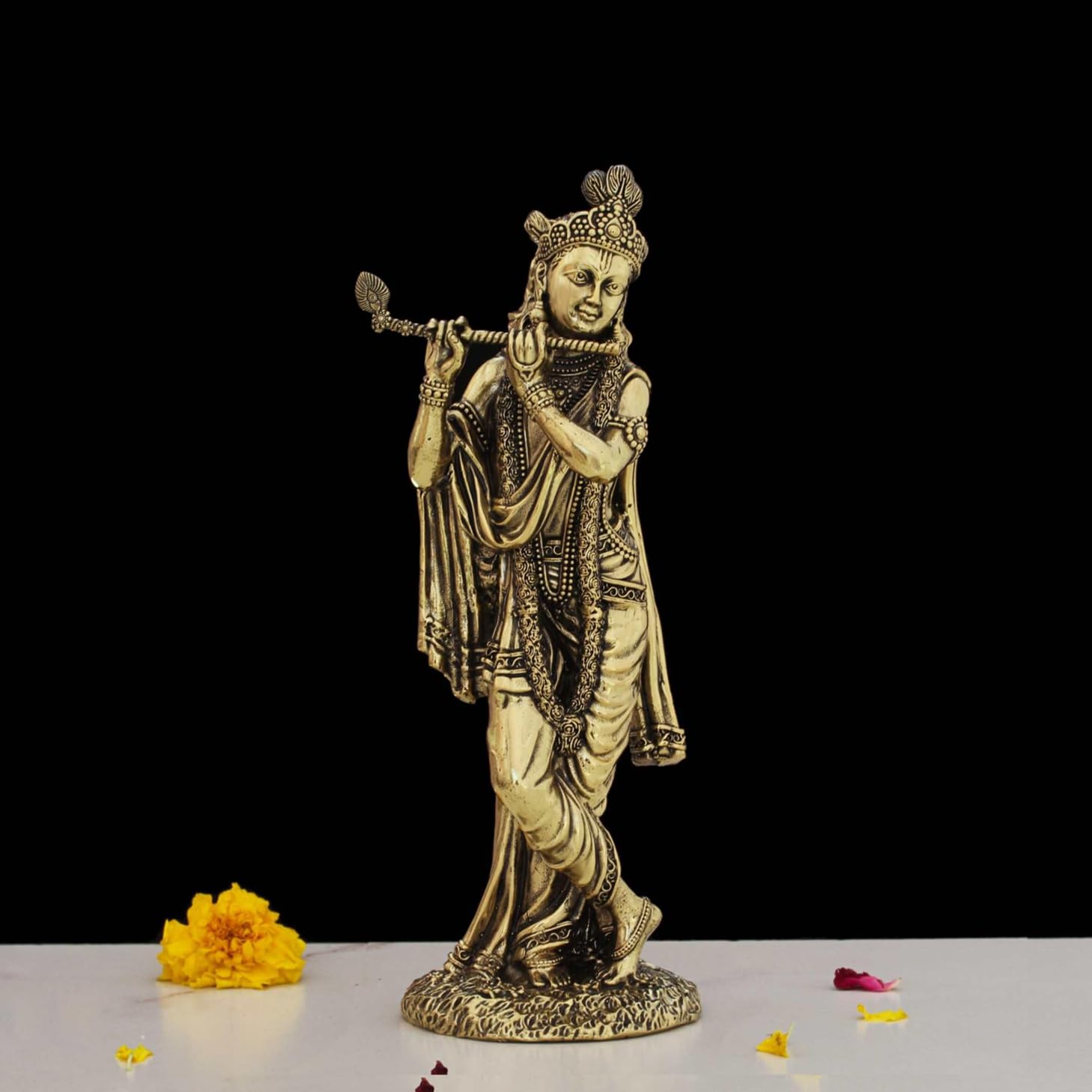 Статуя Господа Кришны Ручной работы Стоящая Кришна Мурті, Идол Индуистского Бога - 6 дюймов