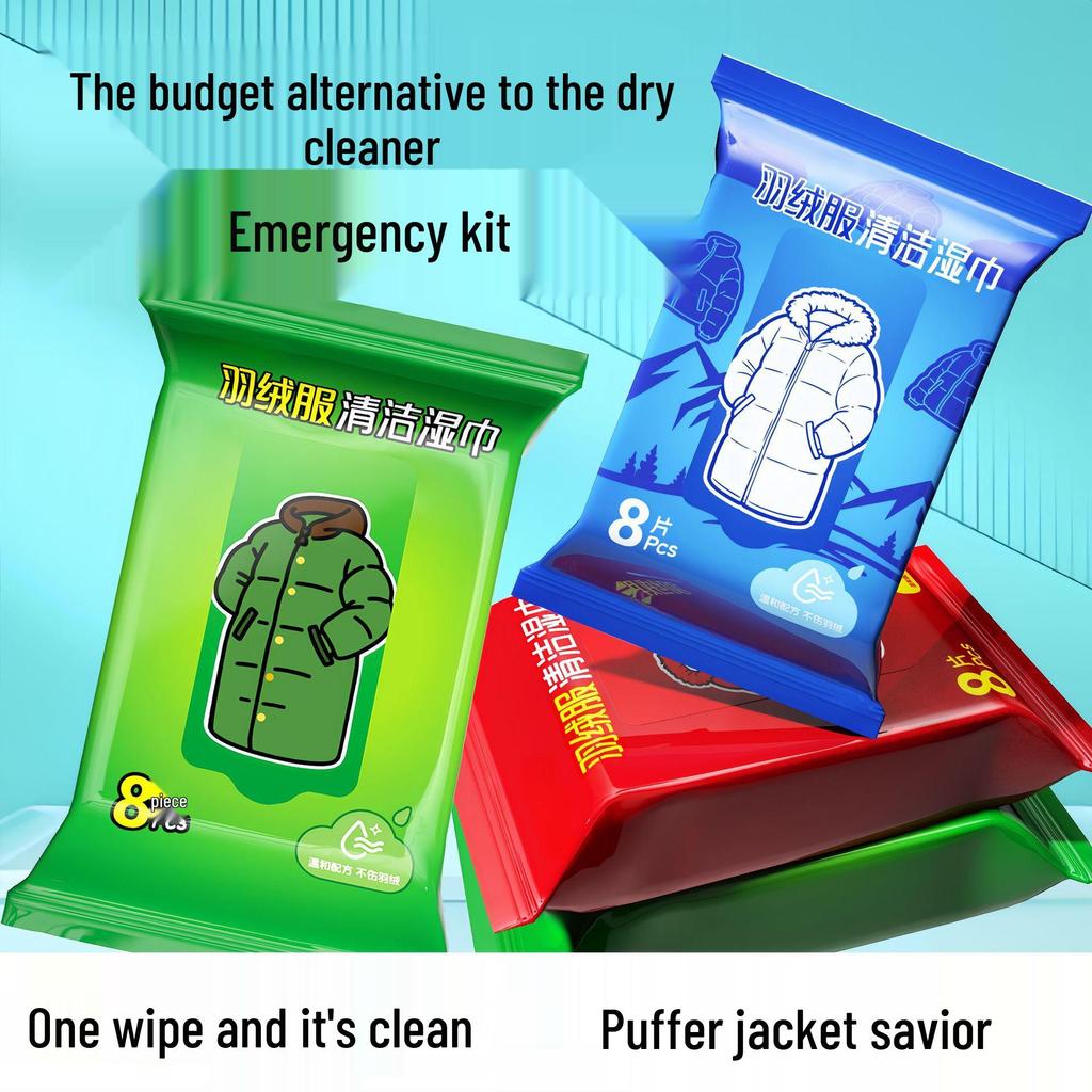 Universelle Daunenjacken-Reinigungstücher - Schnelle Fleckenentfernung, Kein Waschen nötig, Tragbare Verpackung ohne Bürste