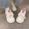 Candy Pink Canvas Shoes for Women Spring Autumn New Designer Causal Lace Bow Platform Women's Vulcanize Shoes