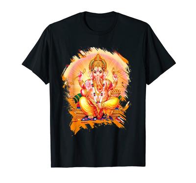 Ganesha Hindu Gott Pinsel Design Anbetung T-Shirt