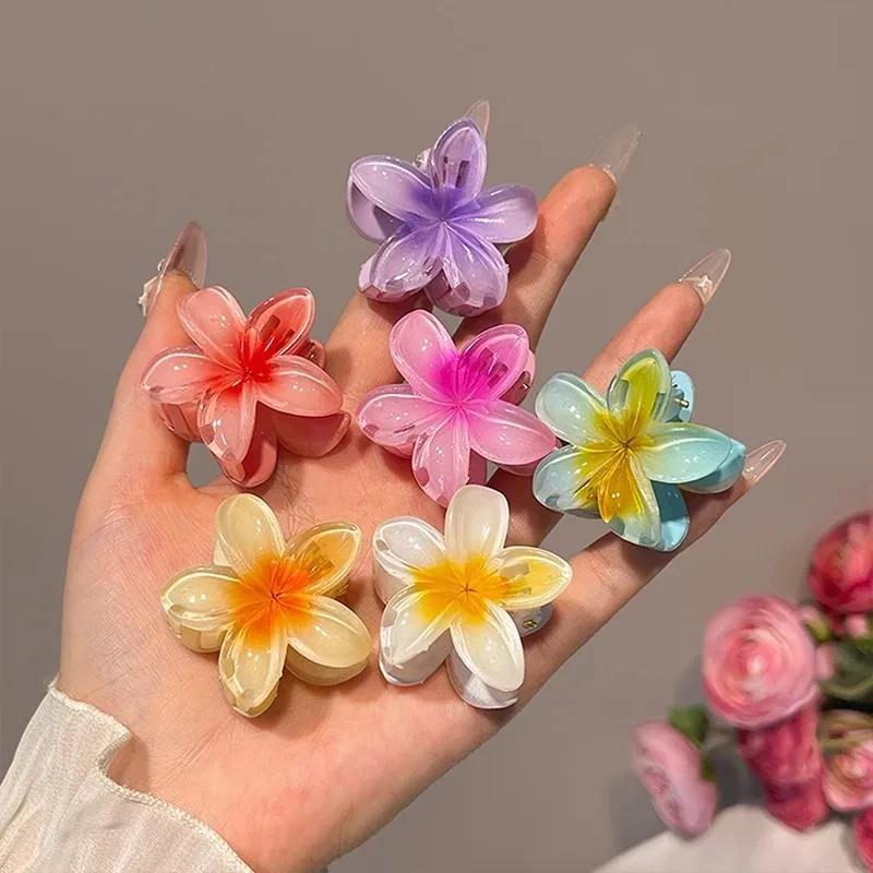 Fermaglio per Capelli Acrilico a Forma di Fiore Grande 8cm Sfumato per Donne Fermagli Dolci Pinze per Capelli Pinze a Granchio Mollette Accessori per Capelli Hawaiani