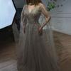 European and American elegant flying sleeves A-shaped skirt evening dress performance support banquet performance long dress LA11111