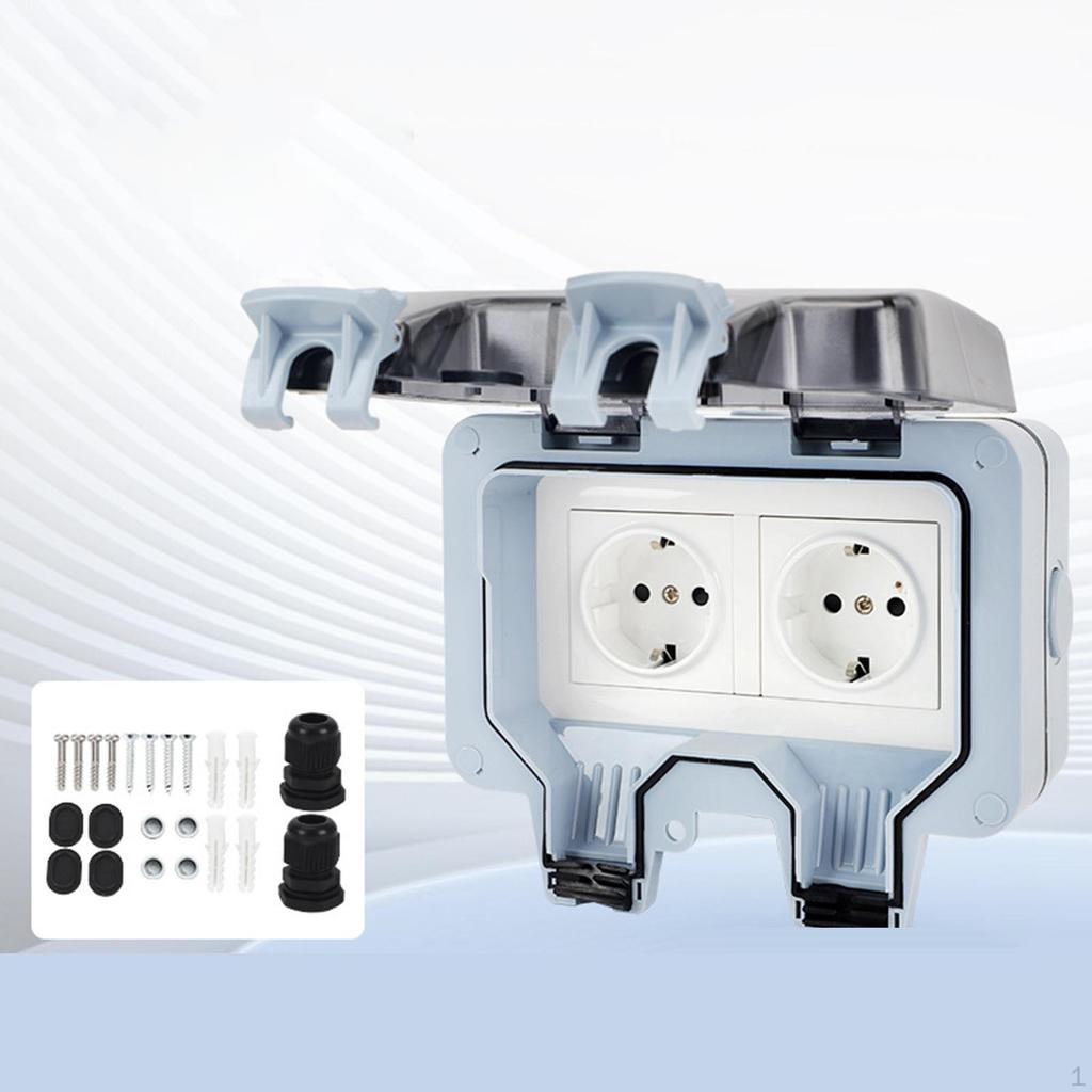 Prese Elettriche Doppie da Esterno con Coperchio Scatola Elettrica da Parete Esterna per Parchi e Giardini
