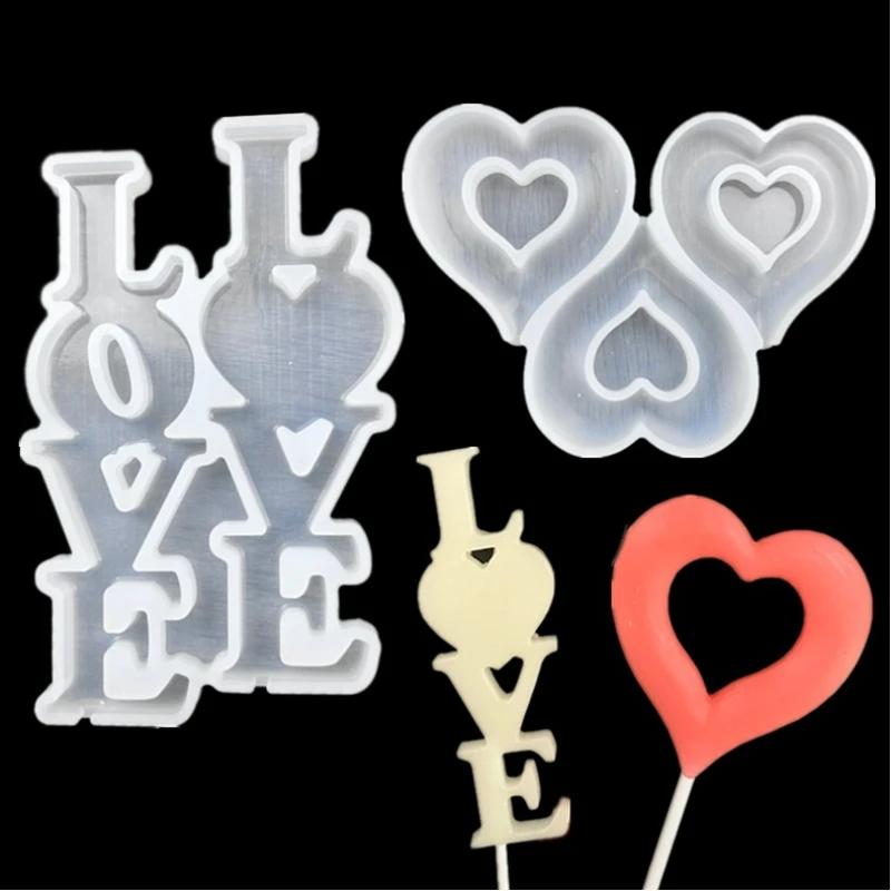 Silicone Lollipop Molds Round Heart Star Rabbit Shape Candy Mold Cake Topper Decorating Tools Chocolate Biscuit Baking Mould