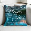 J-Jesus Bible Verse Gods Plan Square Double-Sided printed Pillow Case Bedroom Bedside Pillow Sofa Cushion Cover Gift