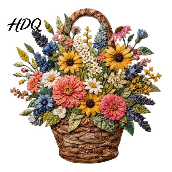Actividades Manualidades de Tela DIY Cesta de Flores Patchwork Kit Flores en Capas Sala de Manualidades Decoración de Pared Proyecto de Costura Floral 3D para Adultos,