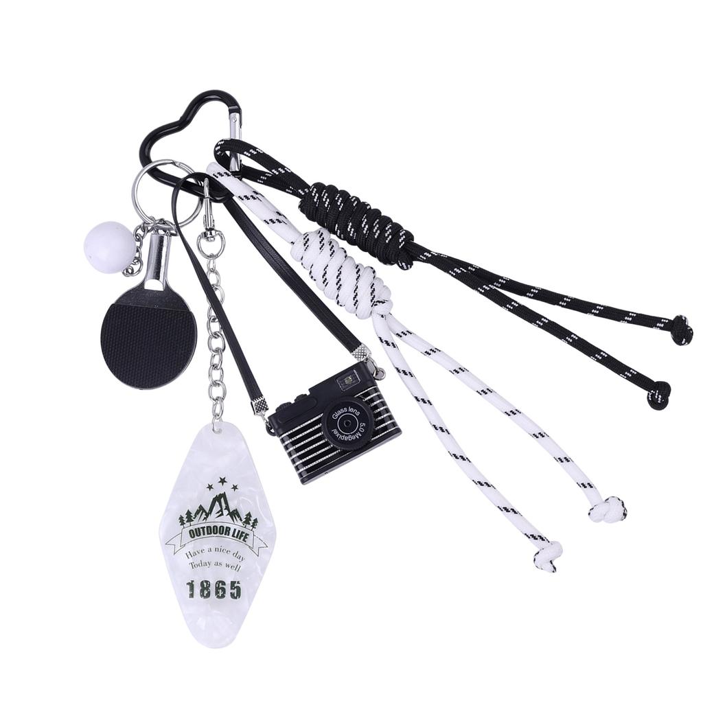 Creative Camera Star Keychain For Women Hand Woven Nylon Rope Bag Charm Aesthetic Bag Accessories Backpack Pendant