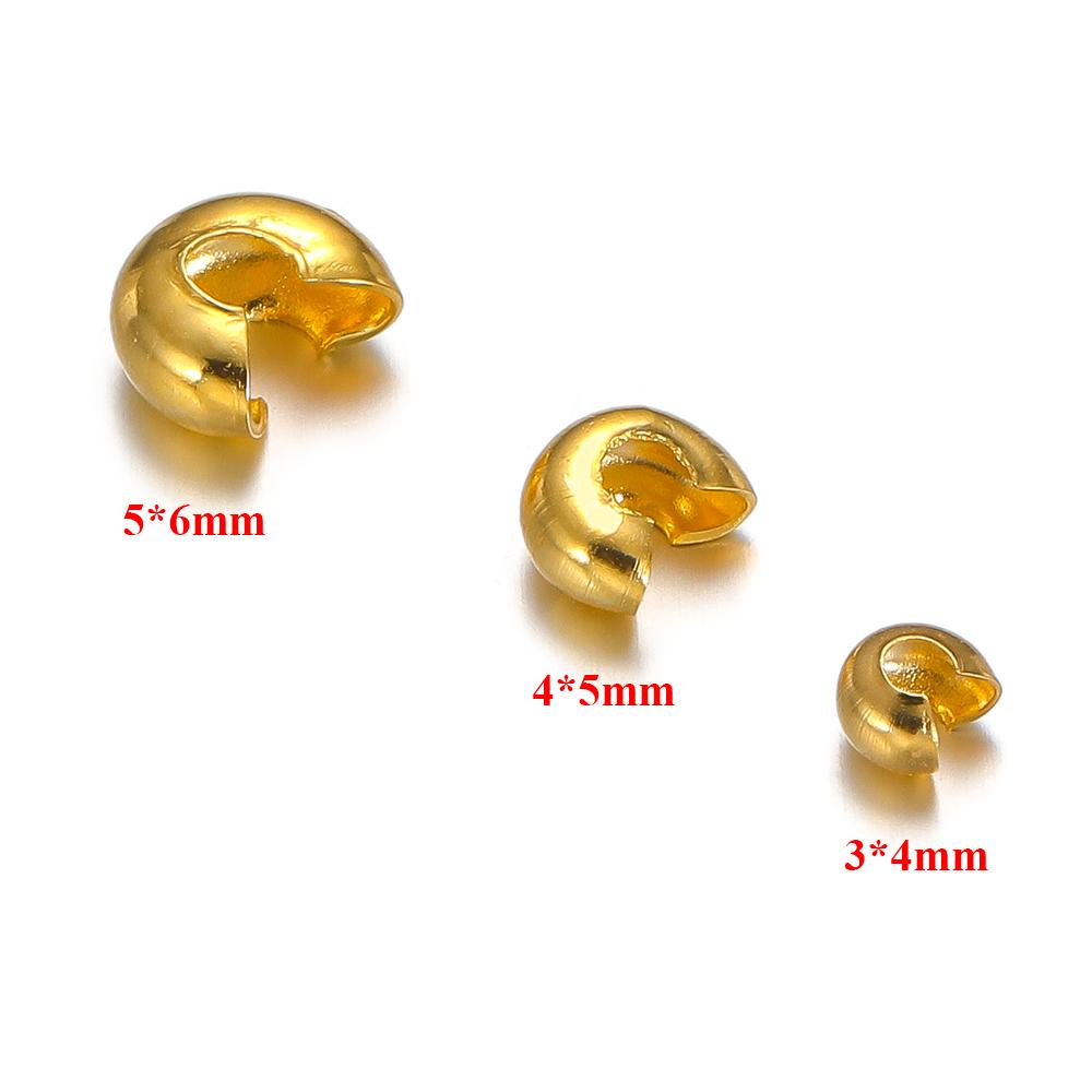 50pcs Stainless Steel PVD Plated Open Crimp End Bead Stopper Spacer Beads for DIY Jewelry Making Necklaces Bracelets Findings