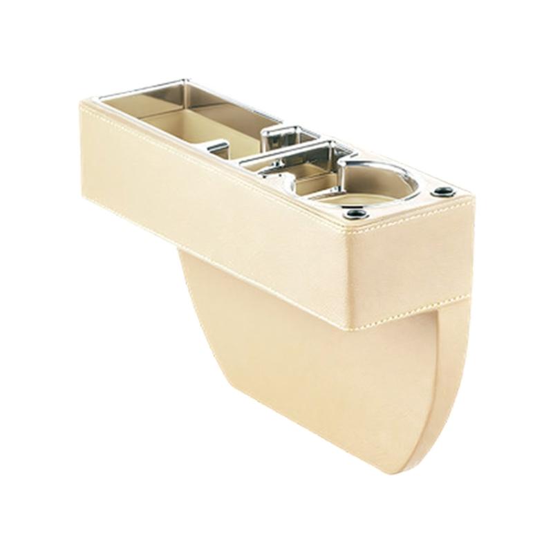 Universal Leather Car Interior Storage Solution For Adjacent Seat Includes Drink Support And Phone Pocket Works With Many Vehicles 30cm X 10cm X 6cm