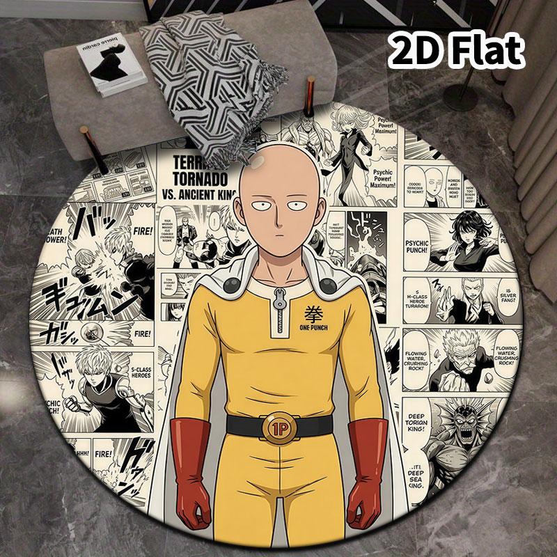 Onepunch Man Round Area Rug Carpet Rug For Living Room Bedroom Sofa Playroom Decor Nonslip Floor Mat