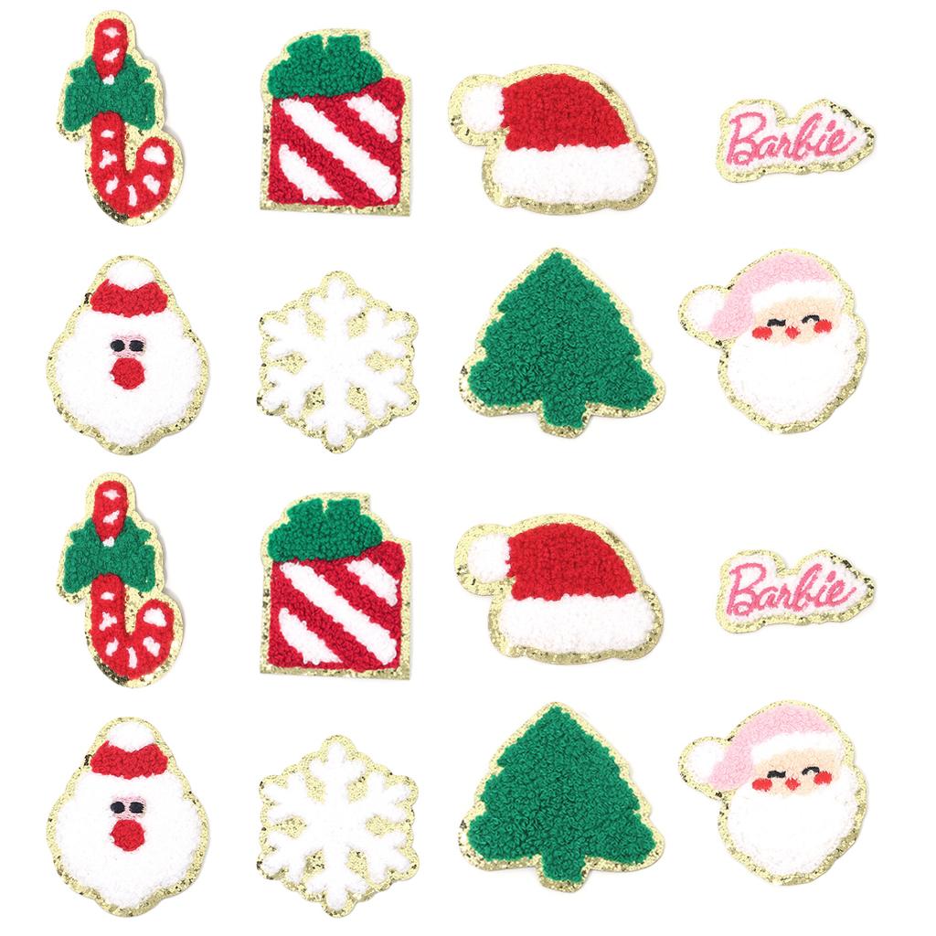 4pcs/lot Christmas Series Embroidery Patches Santa Snowflake Cartoon Shape Iron On Patch For DIY Sewing Garment Bags Decoration