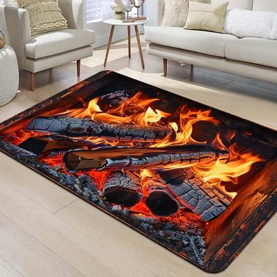 1Pcs Anti Fatigue Kitchen Rugs, Fireplace Print Waterproof Non-Slip Thick Cushioned Kitchen Mat Heavy Duty Comfort Standing Mat for Kitchen