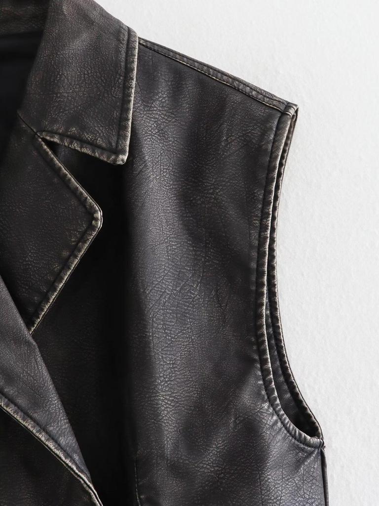 Europäische & Amerikanische Damen Distressed PU Lederweste - Vielseitiges Modestück