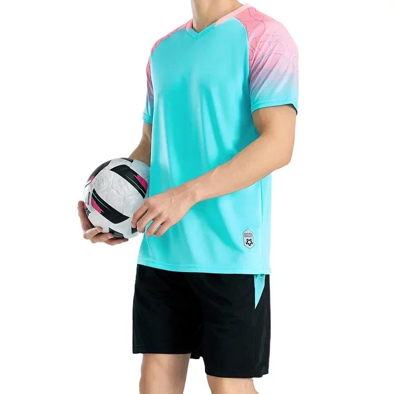 Soccer Jersey Set for Men Soccer Tracksuit Jersey Kit Quick Drying Breathable Man Children Team Training Football Uniform