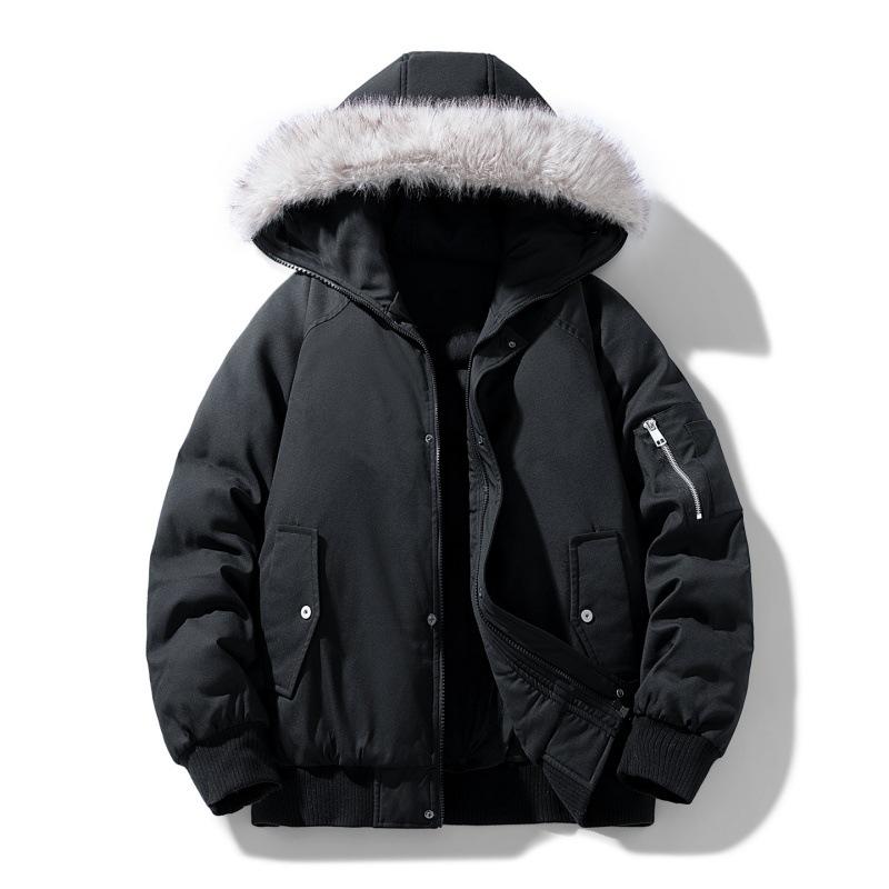 Big Fur Collar with Cotton and Thick Cotton Jacket for Men, Thick and Stylish, Cool Hooded Cotton Jacket