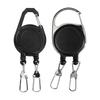 Retractable Key Holder with Round Housing, Double Clip and Carabiner-Shape Attachment for Keeping Small Items Within Reach