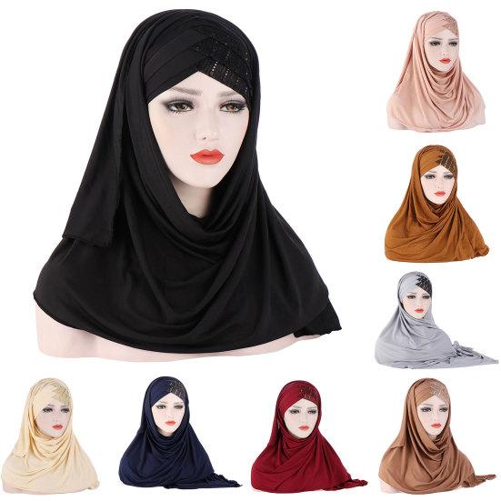 Women Soft Silk with Sequins Hijab Headwrap Headscarf Turban Hat Cap Headwear