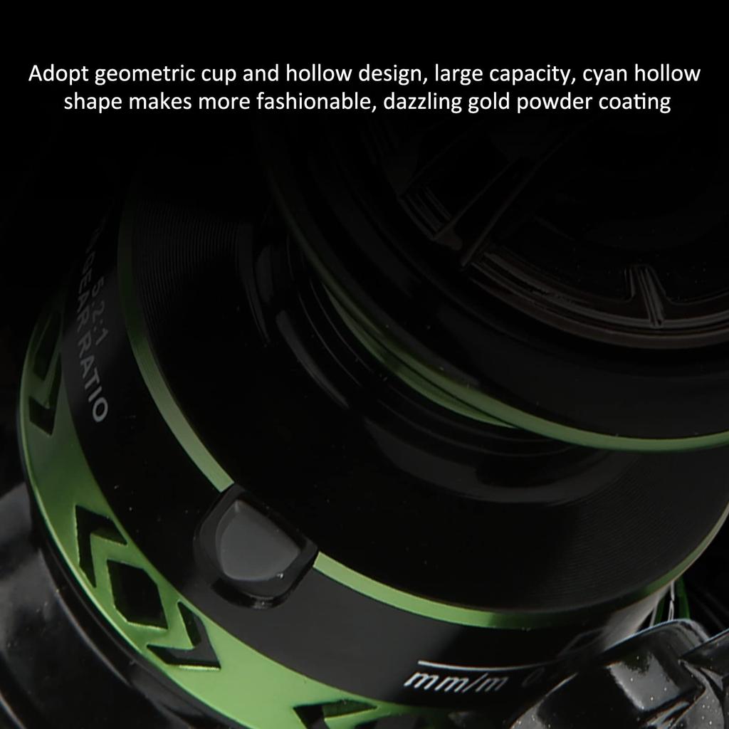 Spinning Fishing Reel with Geometric Cup Shielded Bearings for Fishing Enthusiasts All-Metal 5.21 High-Performance (DK2000)