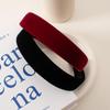 Korean Retro Wine Red Flocking Sponge Headband for Women – Elegant Black Hair Accessory for Face Washing and Styling.
