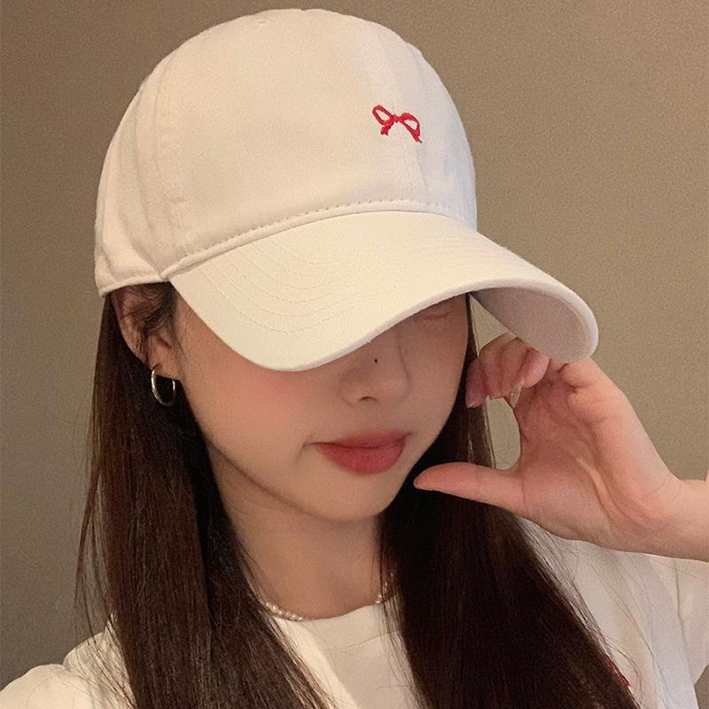 Baseball Hat For Women Outdoor Use Sun Protection Visors Solid Color Color Duck Tongue Cap Cotton Casual Girl Peaked Hat Ricygvm Embroidered Bow