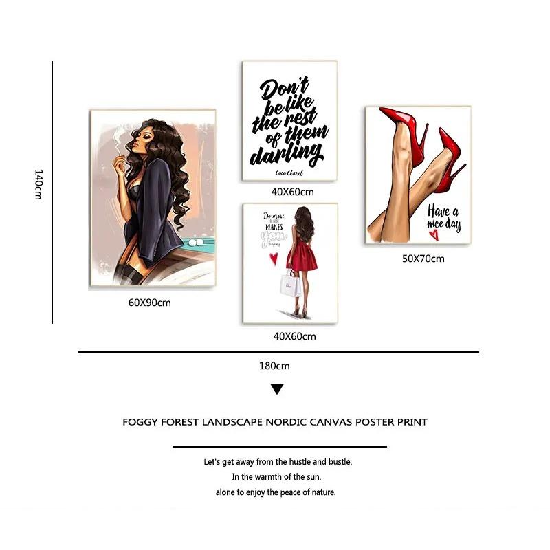 Red High Heels Girl Wall Art Print Canvas Painting Nordic Canvas Posters And Prints Wall Pictures For Living Room Decor