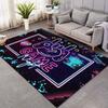Neon Game Night Area Rug – Vibrant 3D Printed Design with "GAME ON" & Controller Icons, Soft Non-Slip Polyester Carpet for Livin