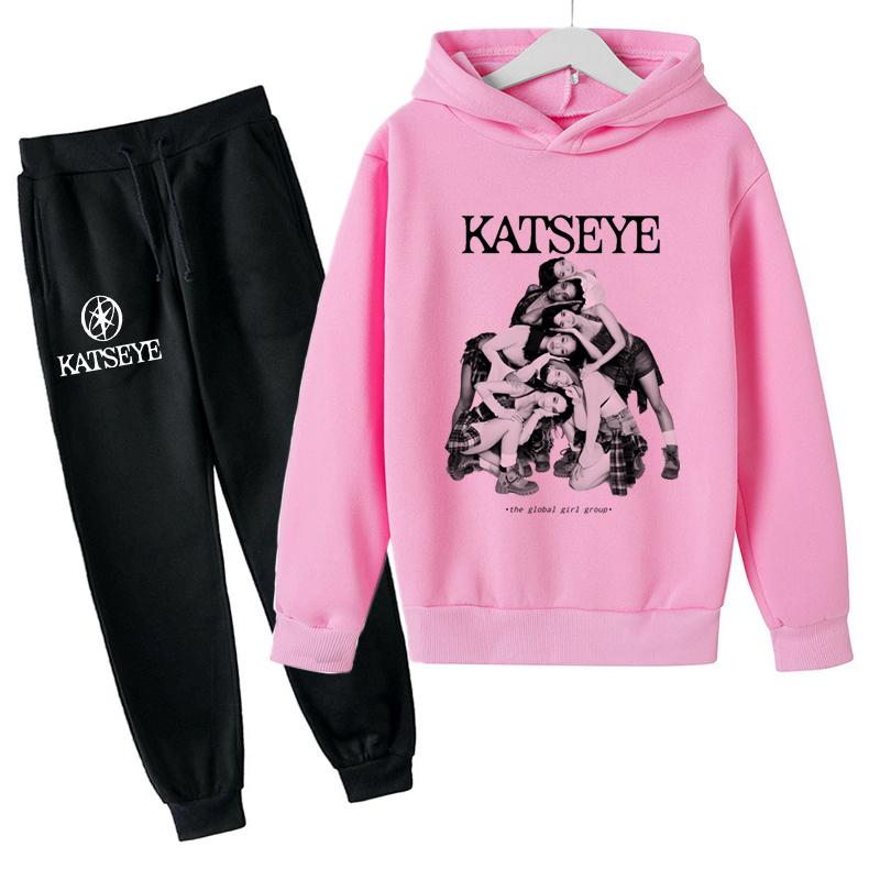 Autumn Girl Group KATSEYE Print Children Hoodies Sets Pants Suit 2 Pcs Sets Kids Boy Girl Clothing Casual Fashion Tracksuits