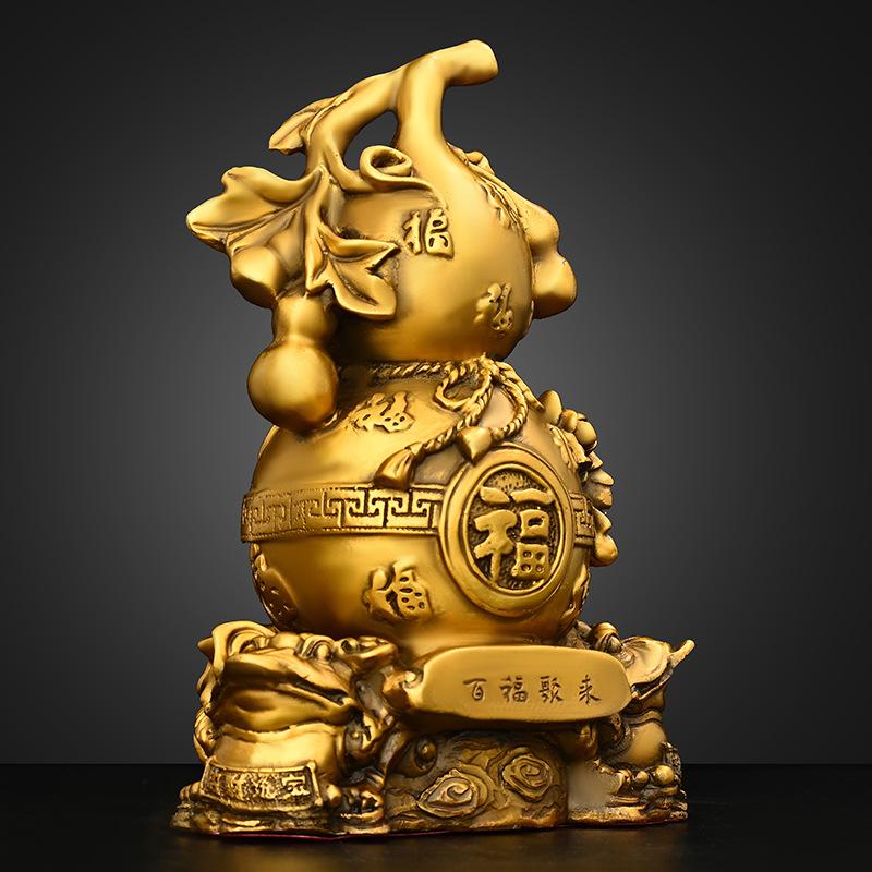Copper Gourd Ornament Pure Copper Golden Toad Hundred Blessings Gourd Auspicious Fortune Gourd Living Room Entrance Shop Desktop