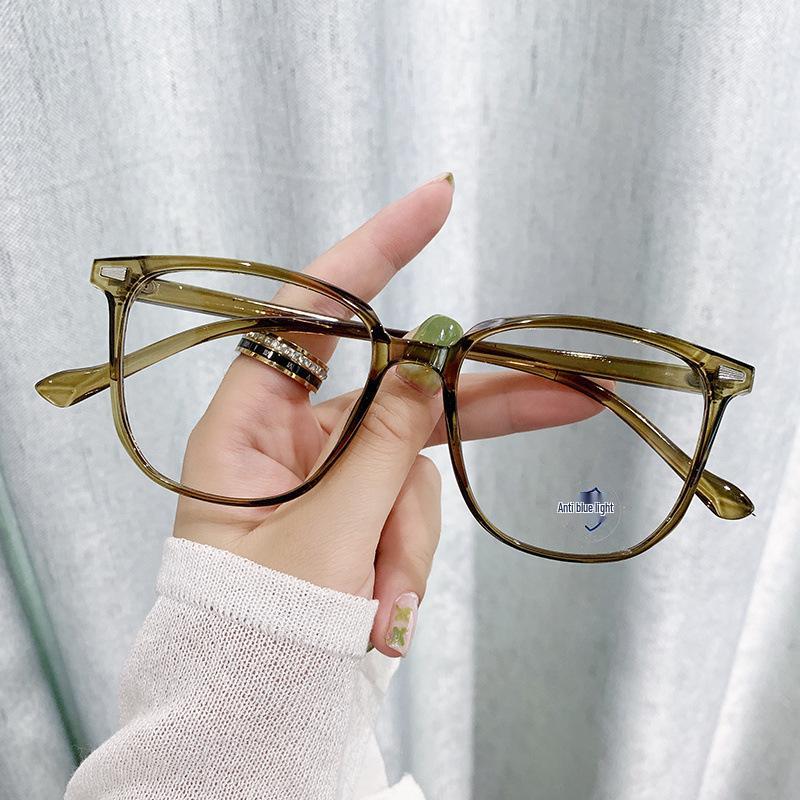 Korean Style Anti-Blue Light Glasses for Large Face - No Makeup Slimming Square Frame