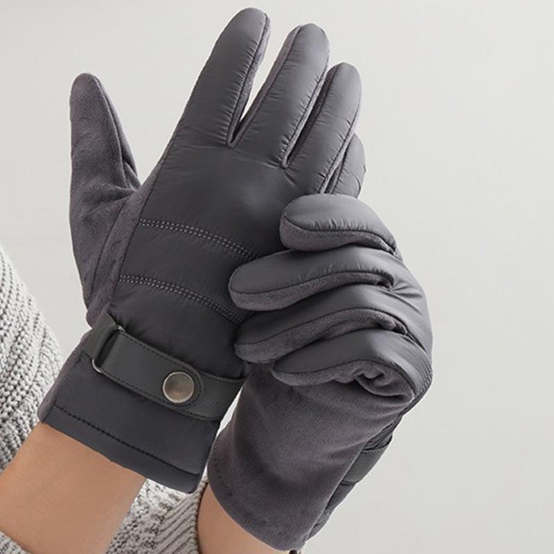Autumn and Winter Plush Down Cloth Korean Edition Touchscreen Riding and Driving Windproof and Warm Suede Gloves