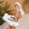 Design Fashion Casual Wedge Heel Flip Flops for Women Summer New Elegant Comfortable Thick Soled Beach Slippers