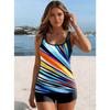 Women's Swimwear Tankini 2 Piece Swimsuit  Stripe Pattern Print Vacation Bathing Suits