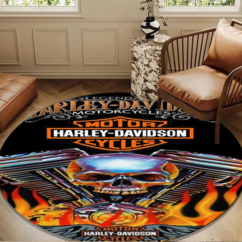 Harley-davidson Motorcycle Artwork Round mat Home Decor, Chair rug For livingroom,Bedroom, doormat home decor Birthday Gift Christmas Gifts