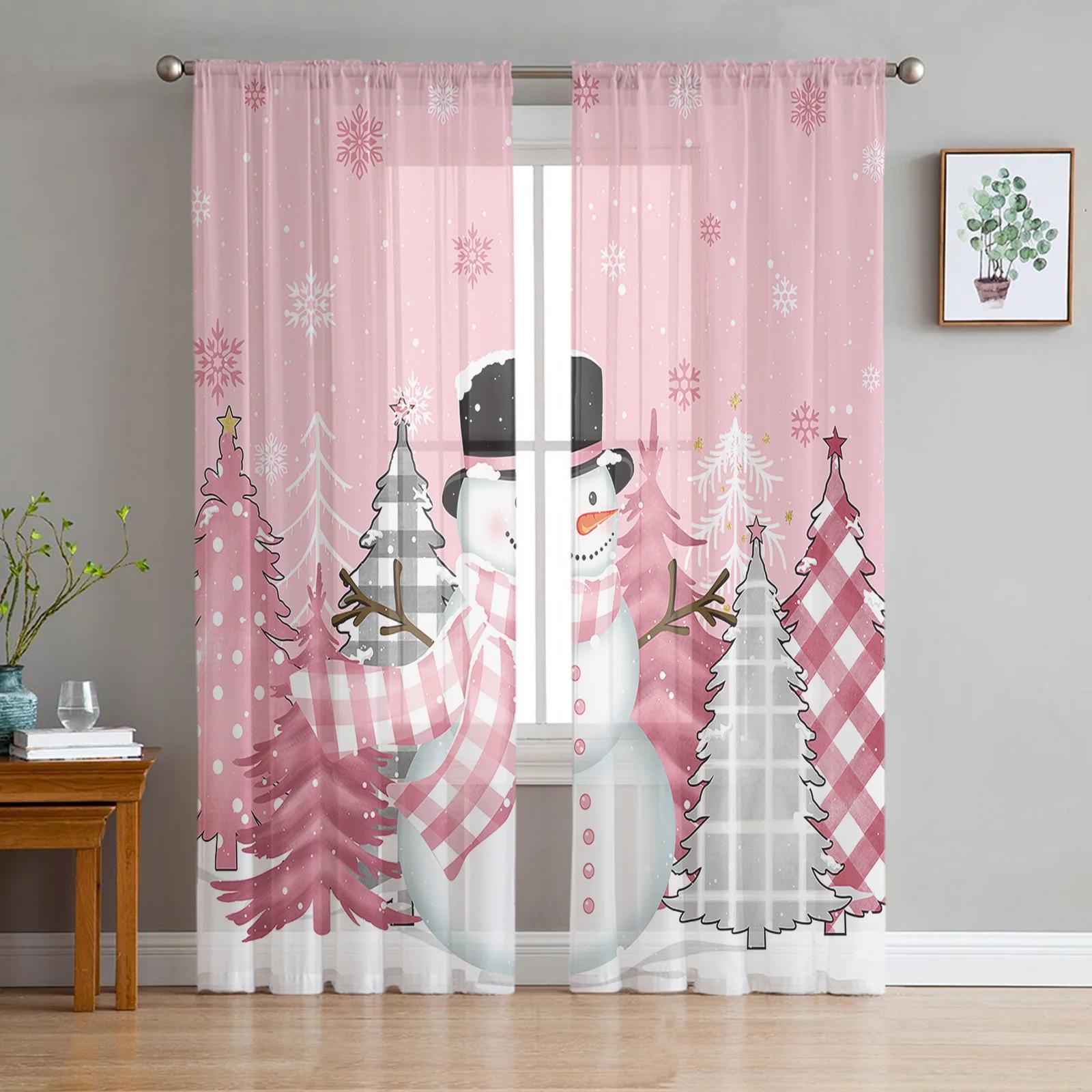 

Рождественская снежинка серая пряжа занавеска на окно тюль занавески для гостиной кухни прозрачные оконные украшения вуаль занавески W135 x H115cm x1&Grommet Top