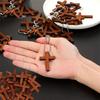 Pack of 100pcs Wooden Crucifix Charm On Delicate Beaded Chain Versatile Jewelry For Keychain or Bag Decoration