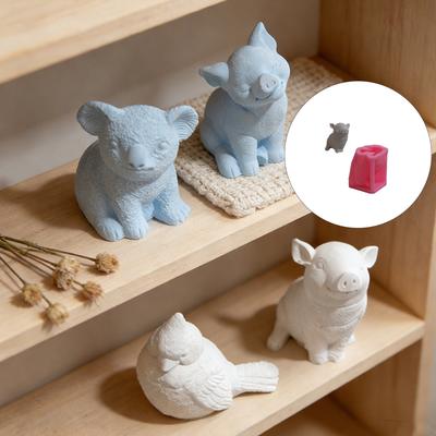Artistic Animal Shaped Silicone Mould Featuring Pig Koala And Bird Pattern Suitable For Handmade Candle And Craft