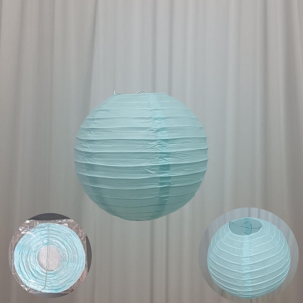 10-Inch Round White Paper Lantern, Red Mid-Autumn Festival & Wedding Decoration