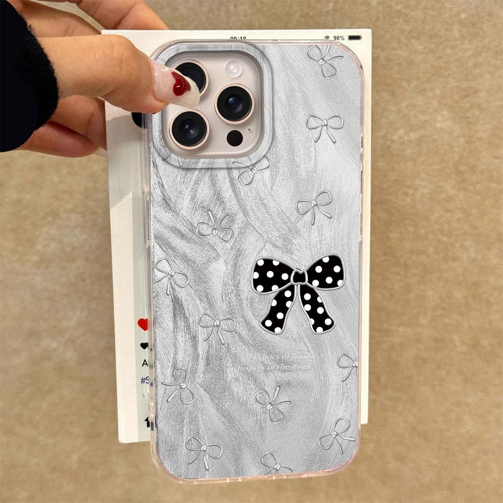 Green Love Heart Bow Feather Texture Phone Case for iphone 16 15 14 7 8 Plus 13 Pro Max X XS XR SE 2022 Silicone Shell TPU Cover