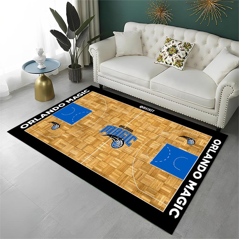 Classic Basketball Court Team Carpet Rug for Playroom Bedroom Living Room Sofa Home Decor,kid Game Area Rug Non-slip Floor Mat