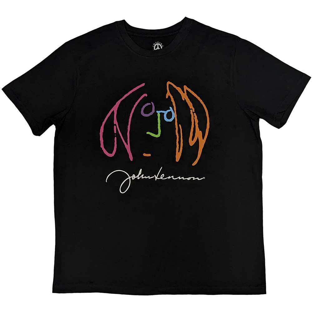 

John Lennon Self Portrait Full Colour T-Shirt Black New S